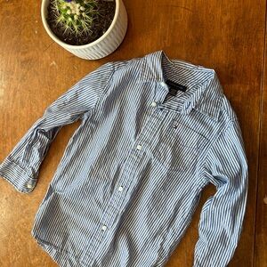 Tommy Hilfiger Navy and White Striped Button-Up Shirt